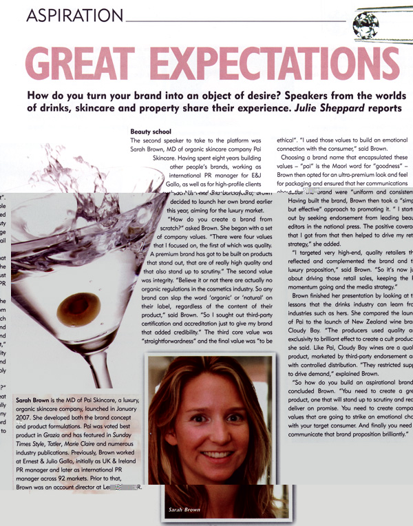 Drinks Business Magazine - Pai Skin Care